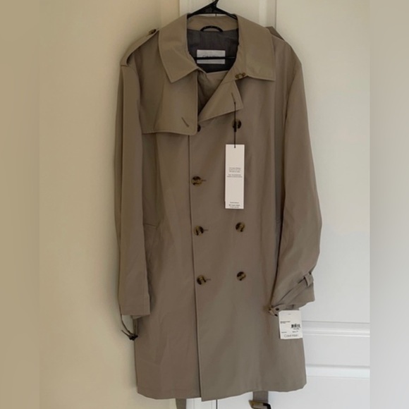 CALVIN KLEIN TAN TRENCH COAT SIZE SMALL/MEDUIM WITH TAGS $350 retail - Picture 2 of 3